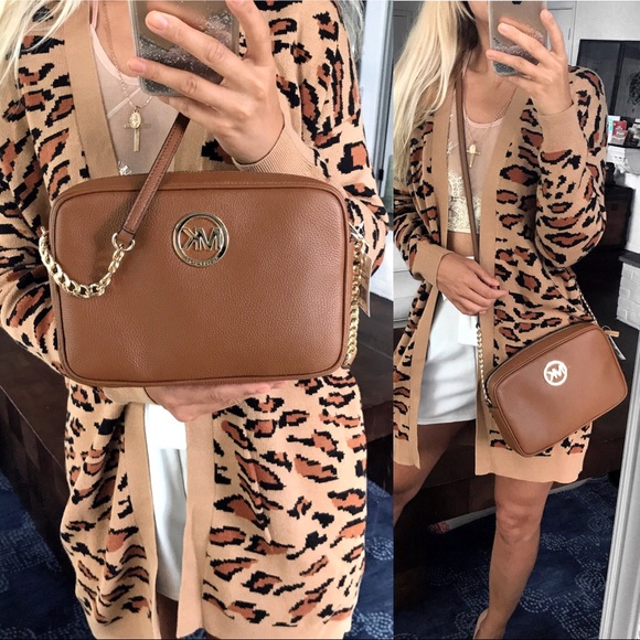 Michael Kors MARILYN Handbag in Camel, Tan And Cream Crossbody